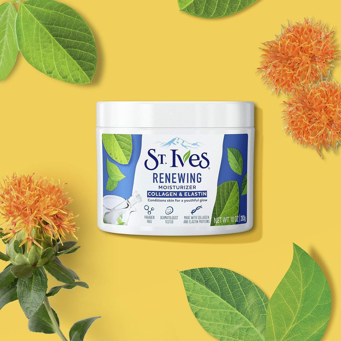 St. Ives Face Moisturizer Cream, Collagen and Elastin, Renewing Facial Moisturizer for Women, Paraben Free, Dermatologist Tested Daily Moisturizing for Dry Skin Cruelty Free, 10 Oz