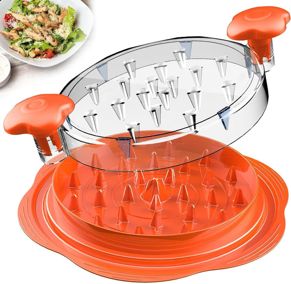 Chicken Shredder Large Chicken Breast Shredder Tool Twist with Brush&Fork, Visible Meat Shredder Machine, Anti-Slip Strip, Ergonomic Handle, BPA Free, Suitable for Pork Beef Chicken(Orange)