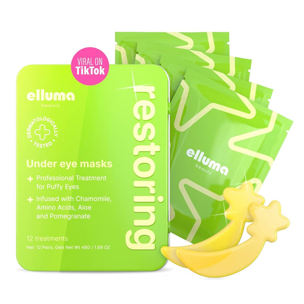 Under Eye Patches 12 Pairs of Themed Hydrogel Eye Gel Pads - for Puffy Eyes and Dark Circles, under Eye Bags, Wrinkles - Restoring Set with Chamomile