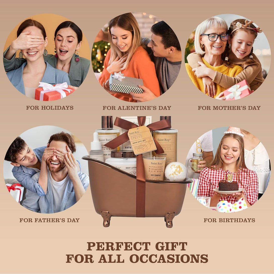 9Pcs Birthday Gifts Spa Kit for Men Cedar & Bergamot Scents Bath Gift Set and Shower Gift Bath and Body Gift Basket Set for Mans Gifts Bath Spa Kit Bath Spa Baskets, Home Spa Care Men Gift Set