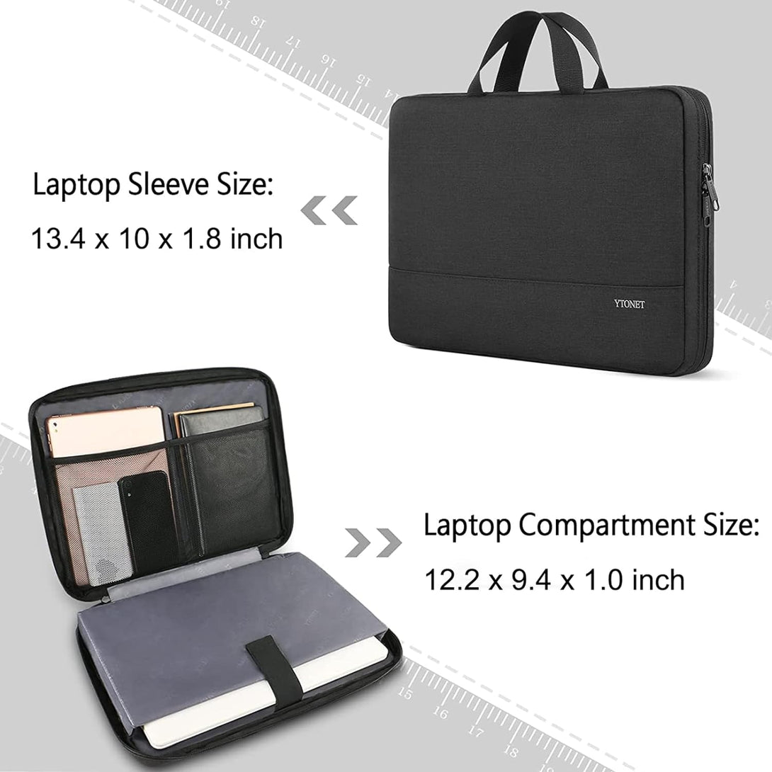 Ytonet Laptop Sleeve Case 13 13.3 Inch, TSA Slim Laptop Cover with Handle, Water Resistant Business Carrying Case Compatible with Macbook Air Macbook Pro HP Dell Lenovo Notebooks, Black