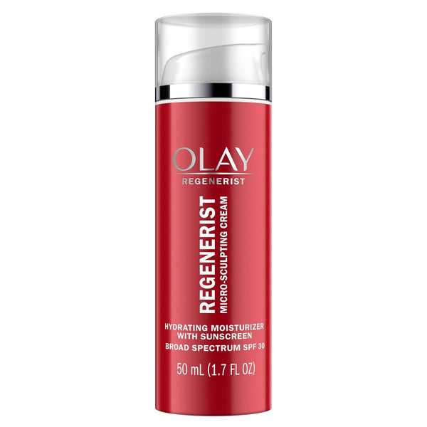 Face Moisturizer by Olay Regenerist Microsculpting Cream with SPF 30 Sunscreen and Vitamin E for Advanced Anti-Aging, 50Ml
