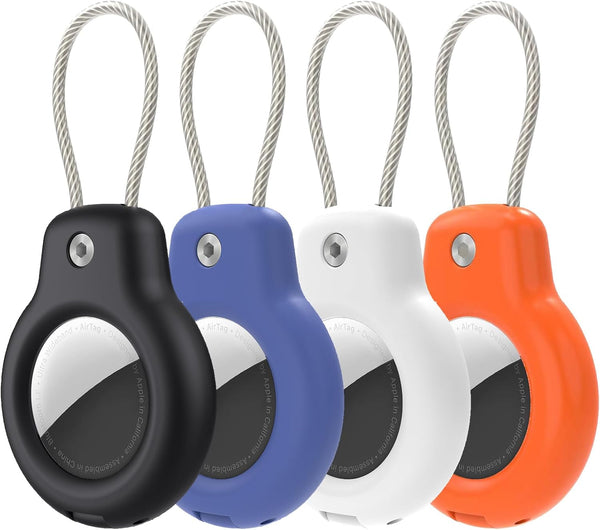 SPGUARD Airtag Holder for Apple Airtag Secure Holder with Wire Cable, 4 Pack Air Tag Lock Case Keychain Key Ring Key Chain Luggage Tag for Keys, Luggage & More Men Women'S Keyrings & Keychains
