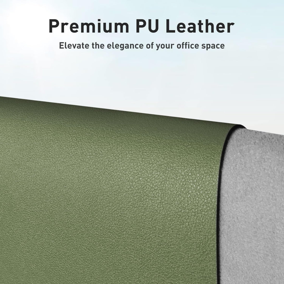 Aothia Leather Desk Pad Protector, Mouse Pad, Office Desk Mat, Non-Slip PU Leather Desk Blotter, Laptop Desk Pad, Waterproof Desk Writing Pad for Office and Home (23.6" X 13.7", Olive Green)