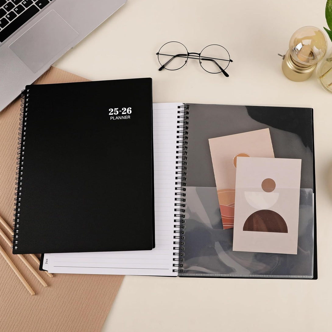 2025-2026 Planner - 9” × 11”, from JUL. 2025 to JUN. 2026, Weekly and Monthly Academic Planner 2025-2026, Inner Pocket, Premium Paper, Twin-Wire Binding, Make Your Life Productive - Black