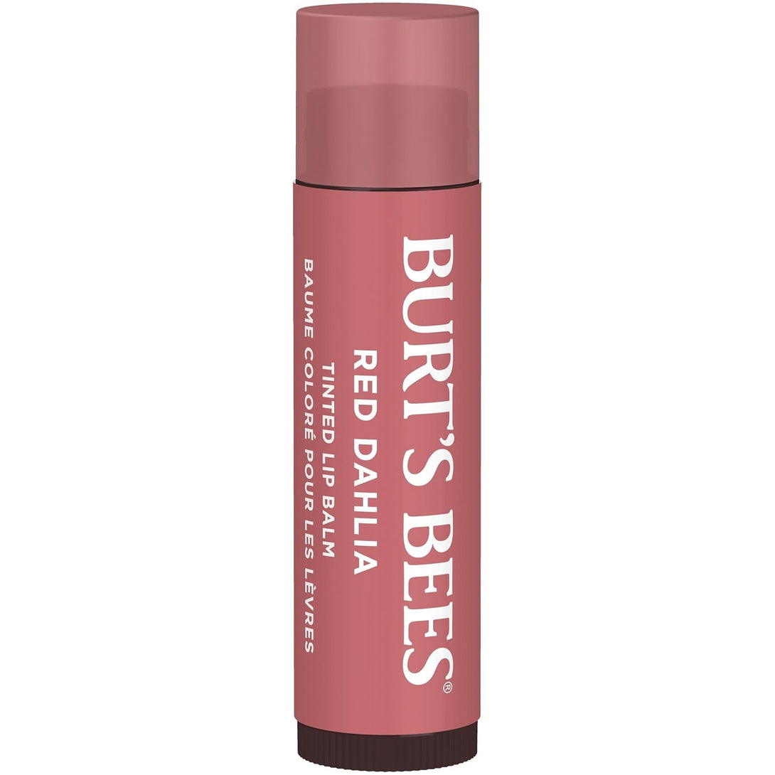 Burt'S Bees Lip Tint Balm with Long Lasting 2 in 1 Duo Tinted Balm Formula, Color Infused with Deeply Hydrating Shea Butter for a Natural Looking Buildable Finish, Fiery Red Dahlia (2-Pack)