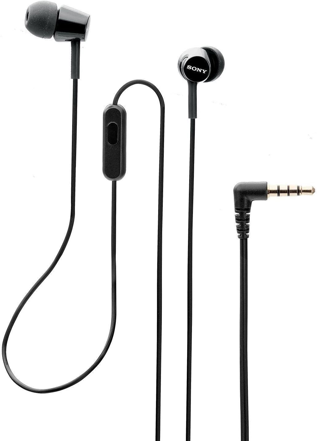 Sony MDREX155AP In-Ear Earbud Headphones/Headset with Mic for Phone Call, Black (MDR-EX155AP/B)