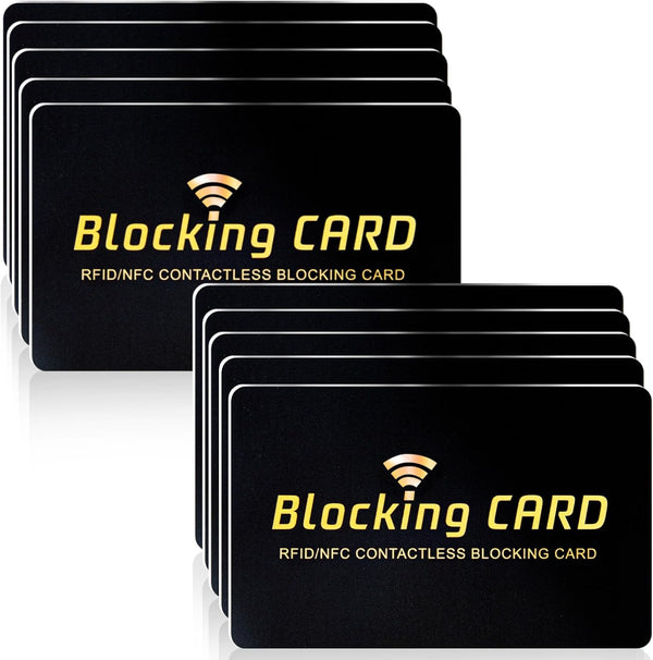 RFID Blocking Card 10 Pack,One Card Protects Entire Wallet,Rfid/Nfc Contactless Bank Debit Credit Card Protector ID ATM Guard Card Blocker,Smart Slim Design Perfectly Fits in Purse–Black