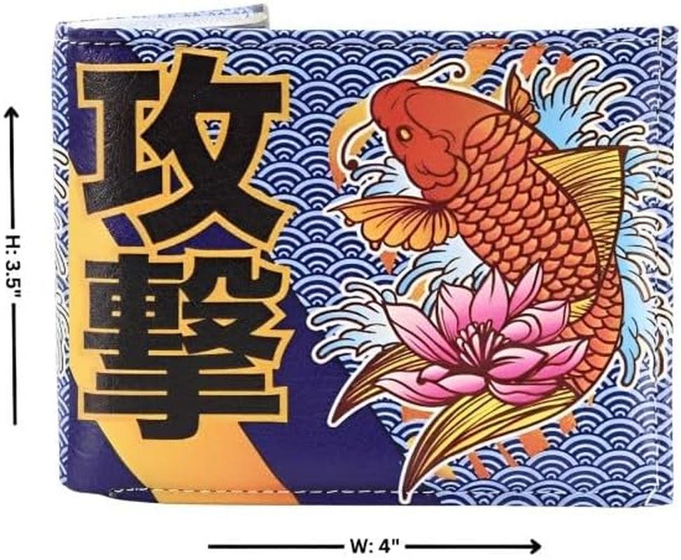 Li Slim Bifold Men’S Wallet – Koi Fish Print Vegan Leather Wallet for Men