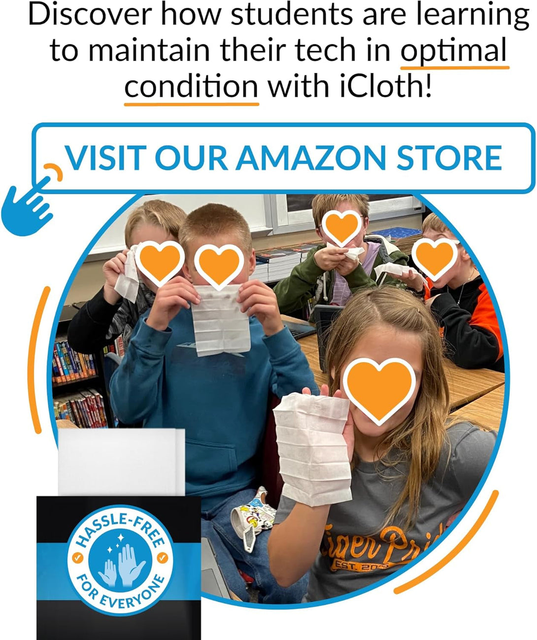 Icloth Large Screen Cleaning Wipes for Electronics, Lint-Free and Streak-Free, Fast-Drying, Removes Dust, Fingerprints, and Smudges (24 Wipes)