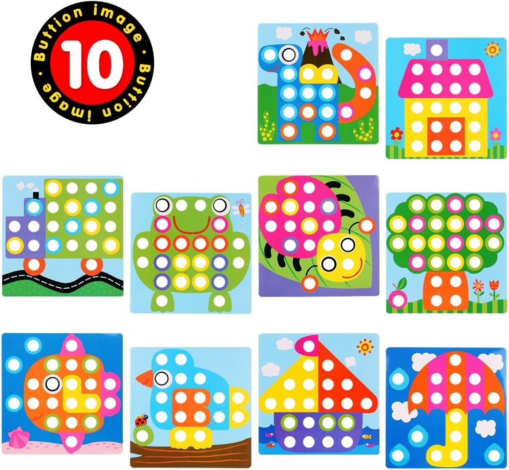 AMOSTING Matching Mosaic Pegboard – Sensory Early Educational Kids Activity, Gifts for Toddlers