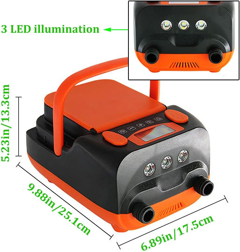 6000Mah Rechargeable SUP Air Pump Electric Compressor Max 16PSI Air Inflator + Deflator for Stand up Paddle Board,Inflatable Boat,Air Mattress,Kayak