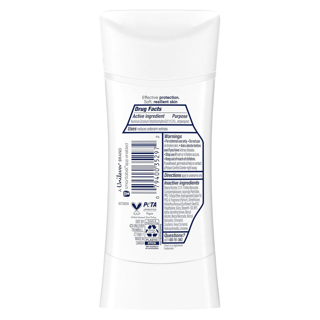 Dove Advanced Care Antiperspirant Deodorant Stick Cool Essentials for Helping Repair Skin Barrier after Shaving, with 72-Hour Sweat & Odor Protection, 2.6 Oz