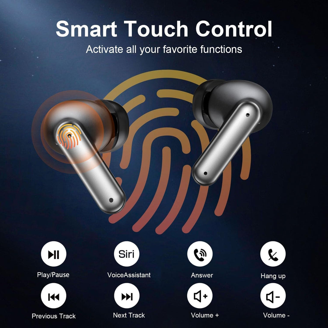 ZIUTY Wireless Earbuds, 2025 Bluetooth Headphones, 50Hrs Stereo Deep Bass Ear Buds with Power Display Charging Case, Buit in Mic, IPX5 Waterproof Headset for Iphone Andriod Phones