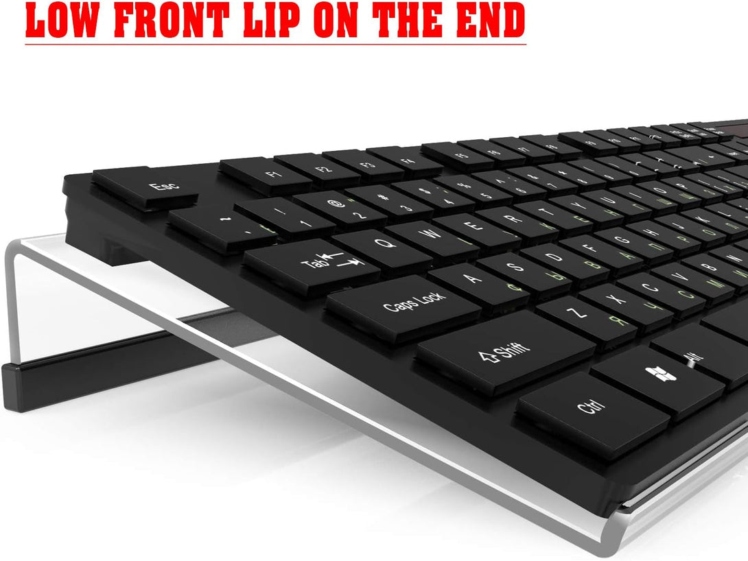 Acrylic Tilted Computer Keyboard Stand for Ergonomic Typing, Keyboard Tray Holder with Silicone Non-Slip Case, Clear