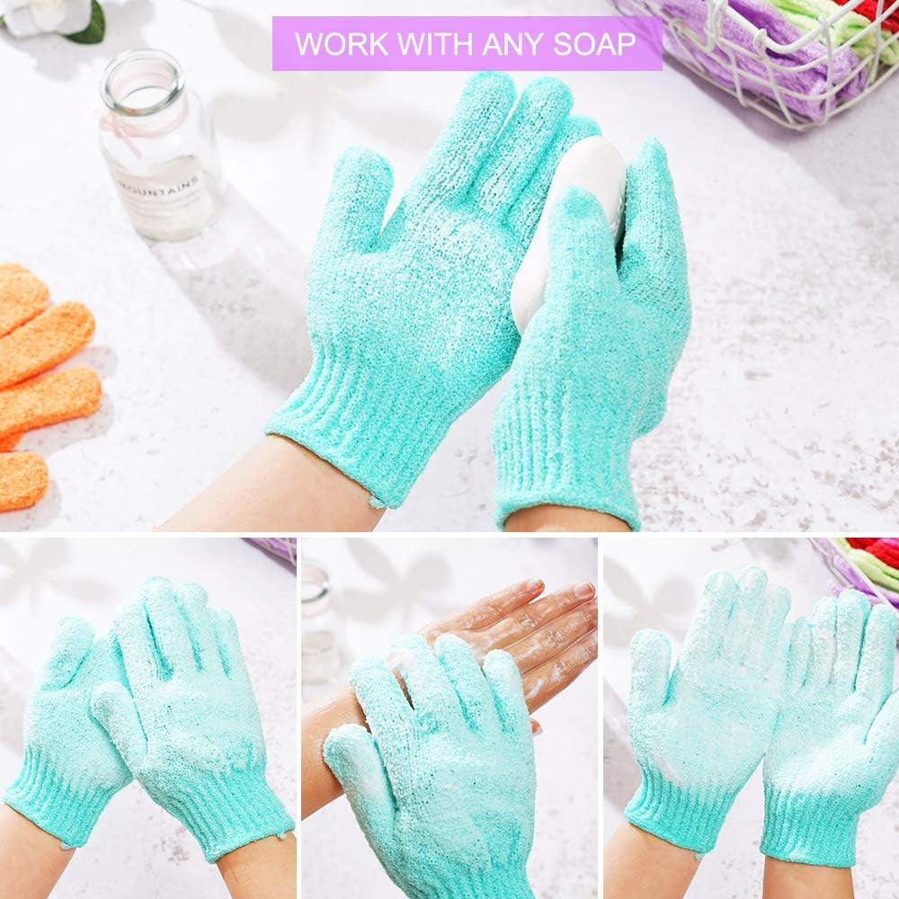 24 Pcs Exfoliating Shower Gloves,Double Sided Exfoliating Bath Gloves Deep Clean Dead Skin for Spa Massage Beauty Skin Shower Body Scrubber Bathing Accessories.-12 Multi-Colors