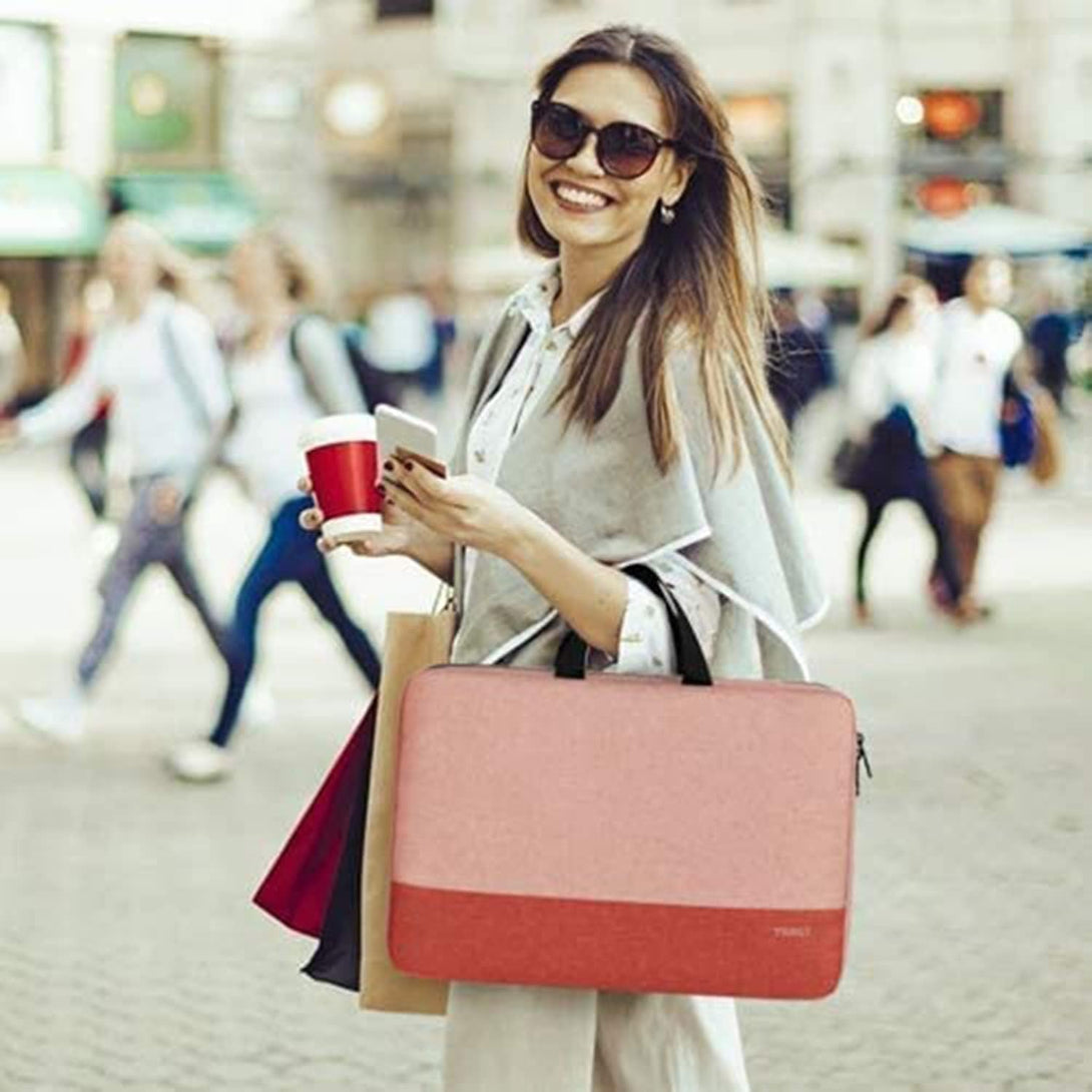 Ytonet 13 13.3 Inch Laptop Sleeve, TSA Slim Laptop Case with Handle, Water Resistant Computer Carrying Case, Compatible with Lenovo Macbook HP Dell Asus Notebooks, Gift for Men Women, Coral Pink