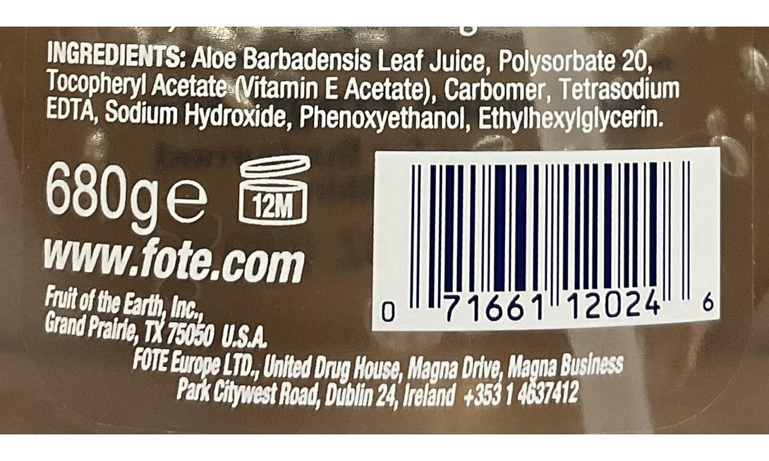 Fruit of the Earth Aloe Vera 100% Gel, Crystal Clear 24 Oz (Pack of 3)