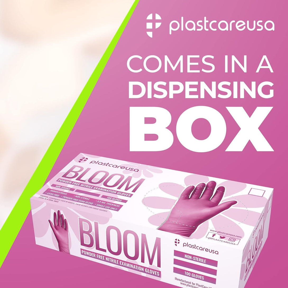100 Nitrile Exam Gloves 3.5 Mil - Latex & Powder Free, Disposable Non-Sterile Protective Gloves by Plastcare