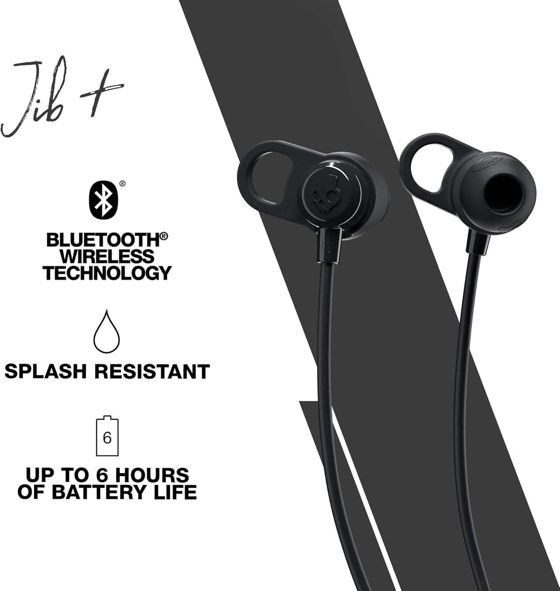 Skullcandy Jib+ In-Ear Wireless Earbuds, 6 Hr Battery, Microphone, Works with Iphone Android and Bluetooth Devices - Black
