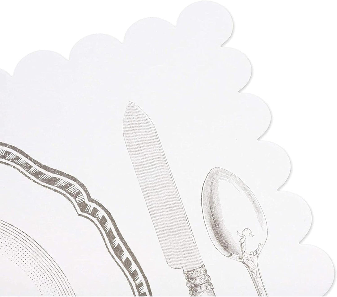 Sparkle and Bash Paper Placemats for Table, White Mats with Scalloped Edge (14 X 10 in Bulk Restatent Paper Placeats, Pack of 100)