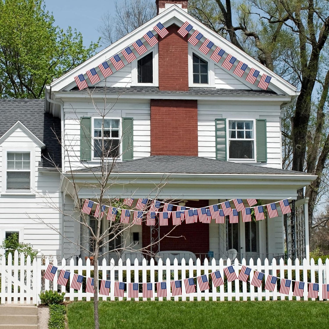52FT 4Th of July Decorations, 50 PCS Fourth of July Banner, 5.5 X 8.2 Inches American String Flag Banner for Patriotic Independence Day Fourth of July Accessories Party Home Patio Decor