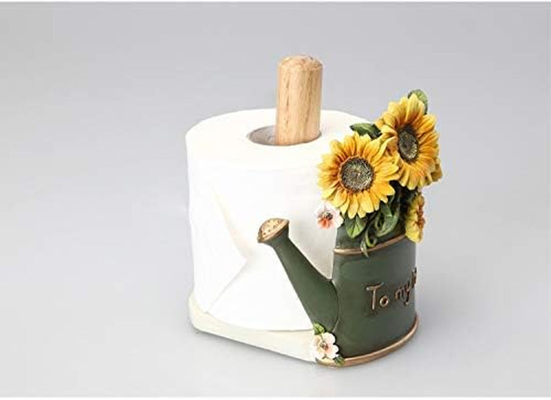 Paper Towel Holder with Sunflower Flower Decor, Resin Crafts Display for Kitchen Cafe Western Restaurant Cake Shop Dessert Shop.