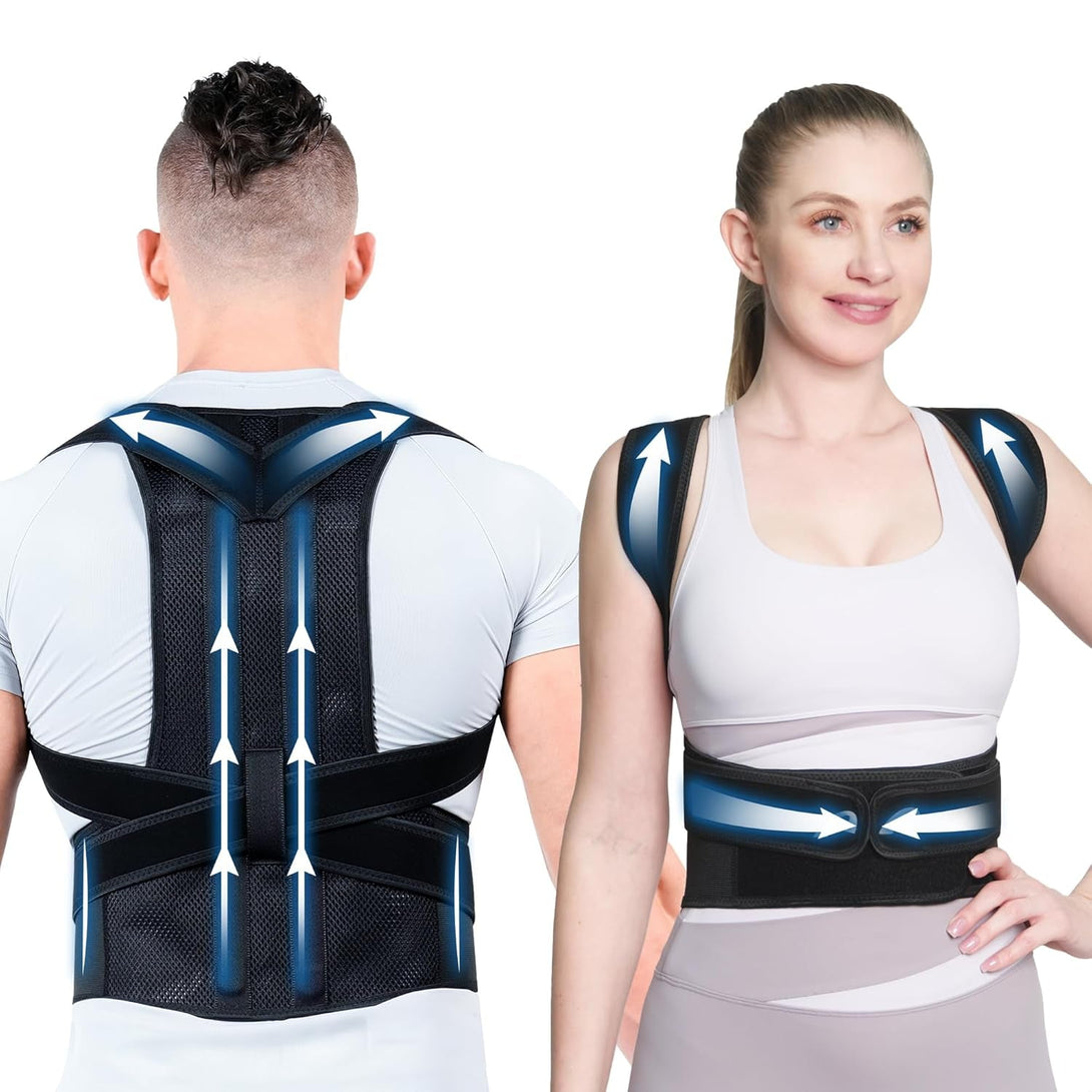 Back Brace Posture Corrector for Women and Men, Full Back Support, Back Pain Relief, Scoliosis and Hunchback Correction Black (Small)