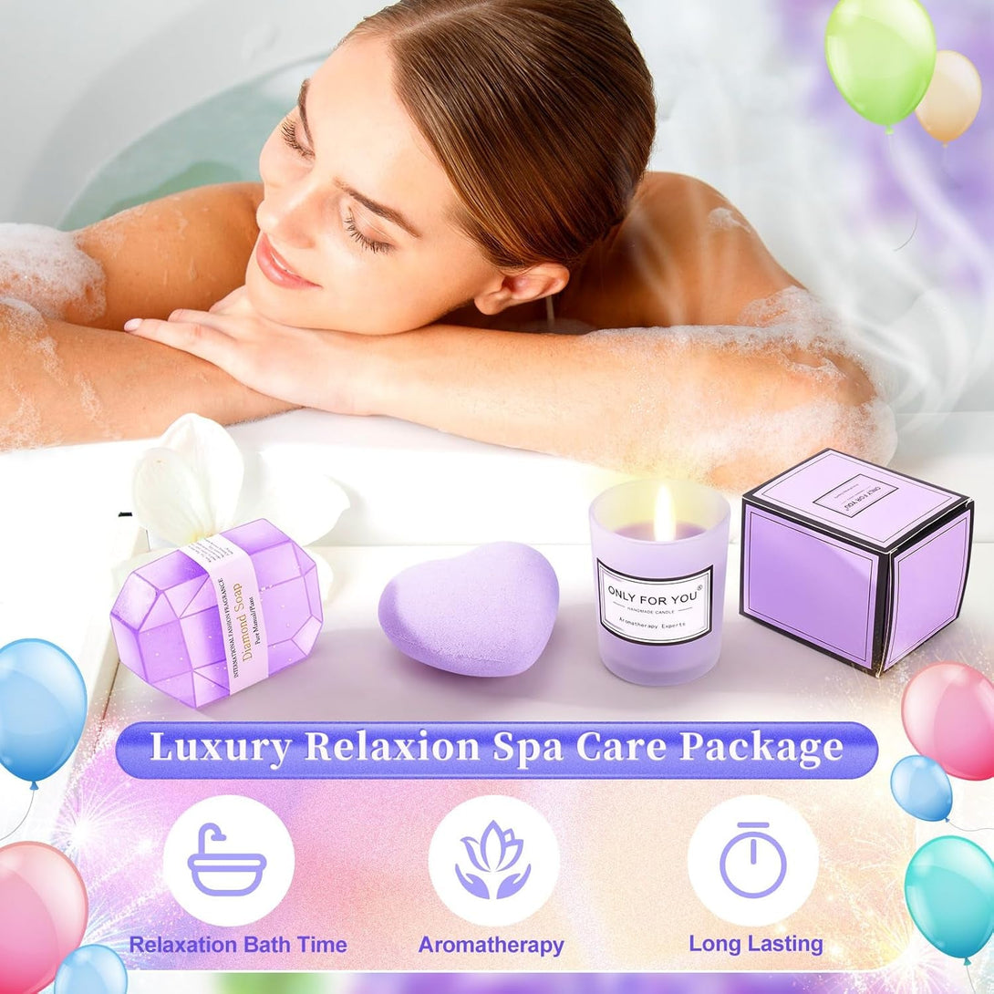 13PCS Birthday Gifts for Women,Mom, Wife, Girlfriend, Sister, Her- Self Care Package Get Well Soon Gifts Basket for Women Lavender Relaxing Spa Gifts Care Package Mothers Day Baskets for Mom