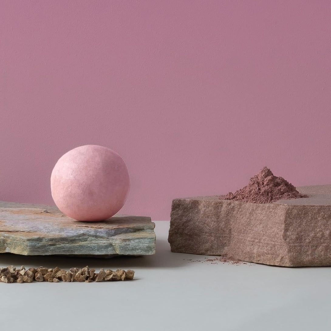 All-In-One Vegan Cruelty-Free Natural Ingredients Handmade Pink Clay Shampoo Bar with Zero Waste Box Packaging