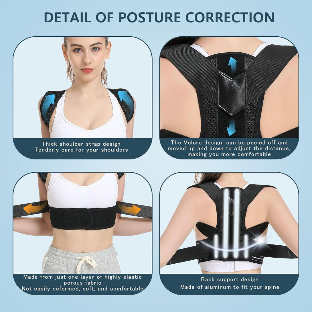 Back Brace Posture Corrector, Adjustable Posture Back Brace, Men/Women Back Posture Corrector, Upper and Lower Back Pain Relief - Scoliosis, Hunchback, Spine Corrector (L)