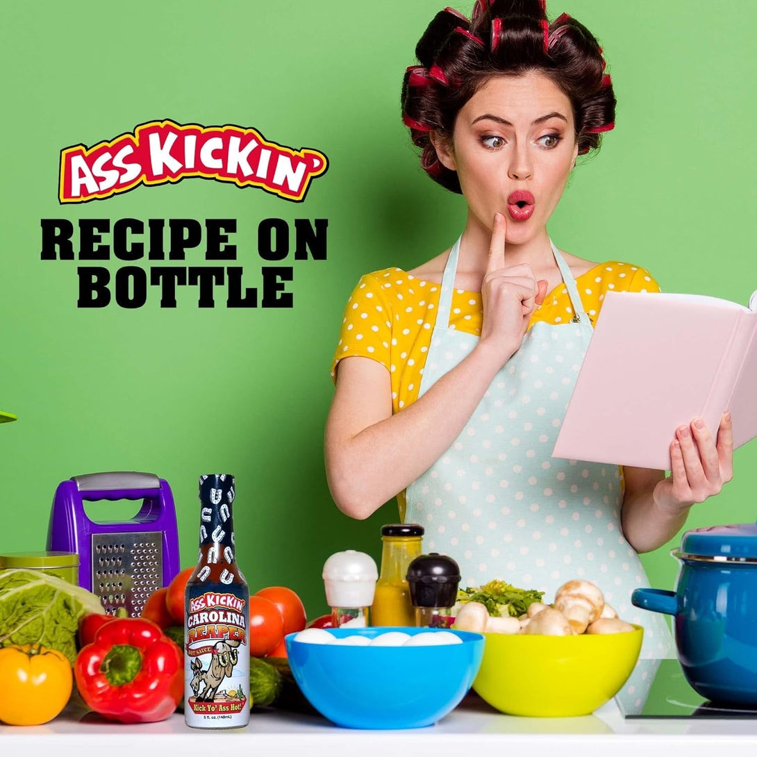 ASS KICKIN' Carolina Reaper Hot Sauce - 5 Oz - Premium Gourmet Hot Sauce for Chicken Wings and Breakfast Burritos–Perfect Stocking Stuffers or Christmas Gifts for the Hot Sauce Fan-Try If You Dare!