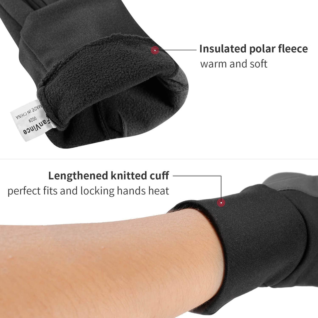Fanvince Winter Gloves Touch Screen Water Resistant Windproof Thermal for Running Cycling Driving Hiking for Men Women