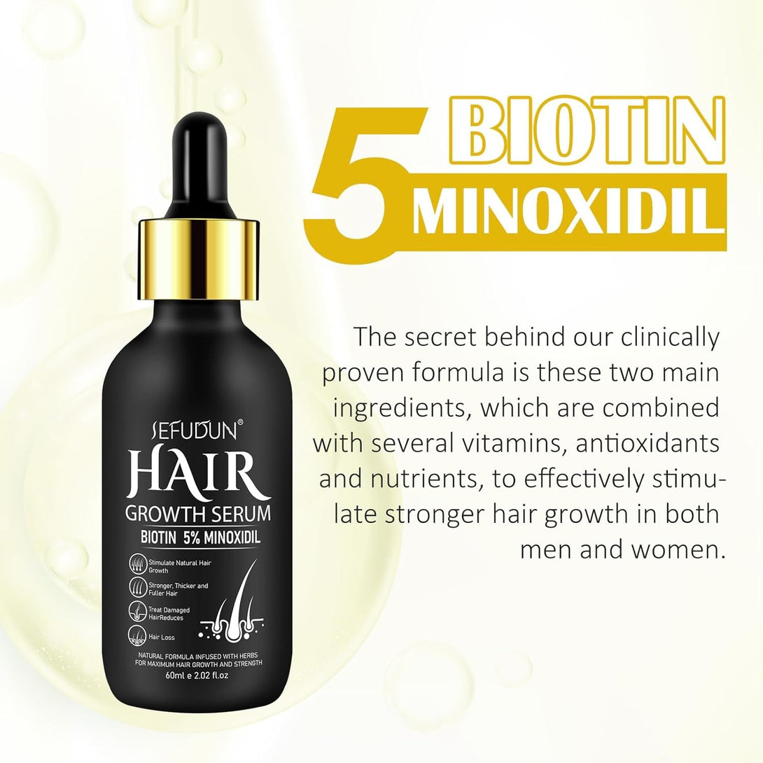 5% Minoxidil Hair Growth Oil for Men and Women - Regrowth Serum, Extra Strength Spray for Hair Loss, Thicker Healthier Hair, Beard Growth Kit, Topical Treatment, 2.02 Oz