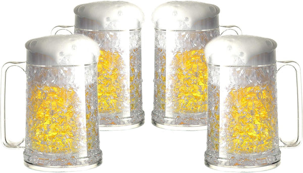 Double Wall Freezer Mug Frosty Mug Insulated Ice Cup with Gel 16Oz/450Ml (Set of 4)