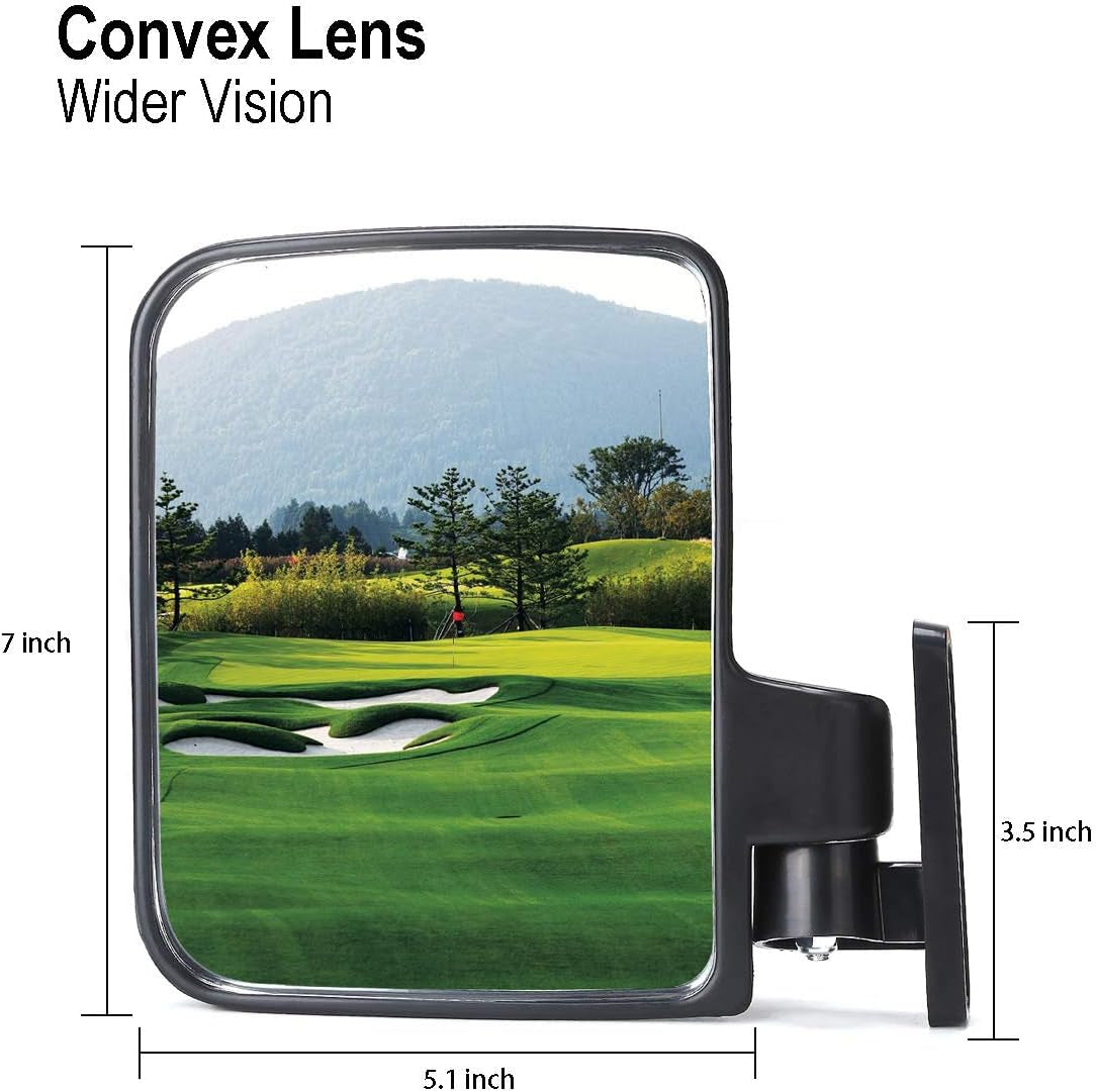10L0L Universal Golf Cart Side Mirrors for Yamaha Club Car, EZGO, Folding Side View Mirror Extra Wide 180 Degree Large Panoramic Mirrors