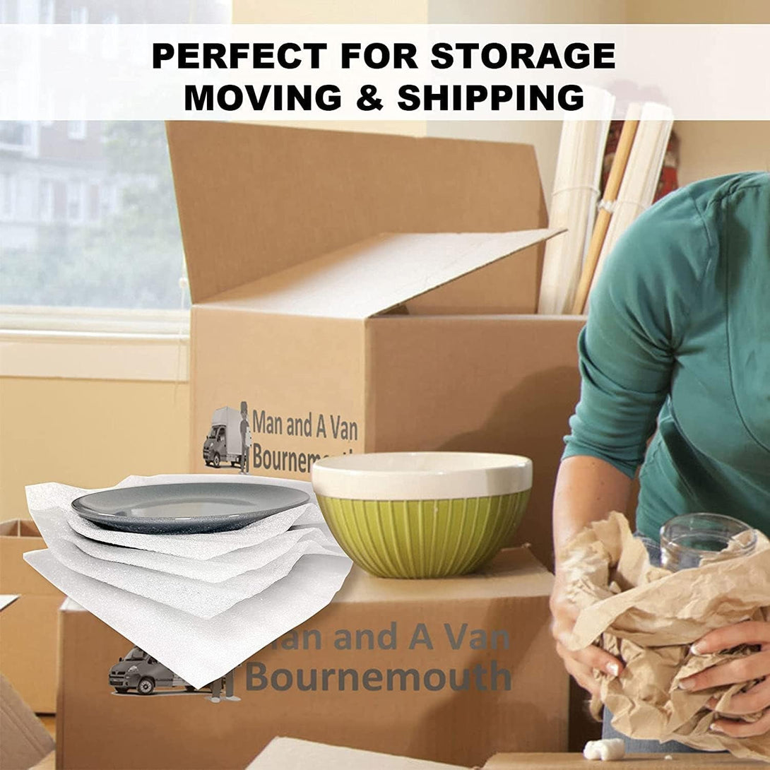 100 Pack Foam Wrap Sheets for Packing Storage Shipping Moving Supplies, Cushion Foam Wrap Packing Foam for Dishes, China, Glass and Furniture (12”X12”)
