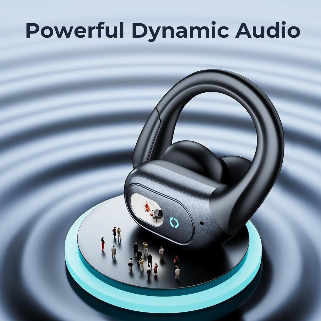 Occiam Wireless Earbuds Bluetooth 5.3 Sport Headphonese with LED Charging Case, 90H Playback Sweatproof over Ear Running Ear Buds with Earhooks Workout Earphones for Ios Android,Black