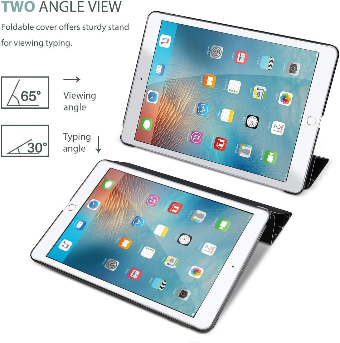 Procase Smart Case for Ipad 9.7 Inch Ipad 6Th/5Th Generation 2018 2017(Model: A1893 A1954 A1822 A1823), Ultra Slim Lightweight Stand Cover with Translucent Frosted Back -Blackmarble