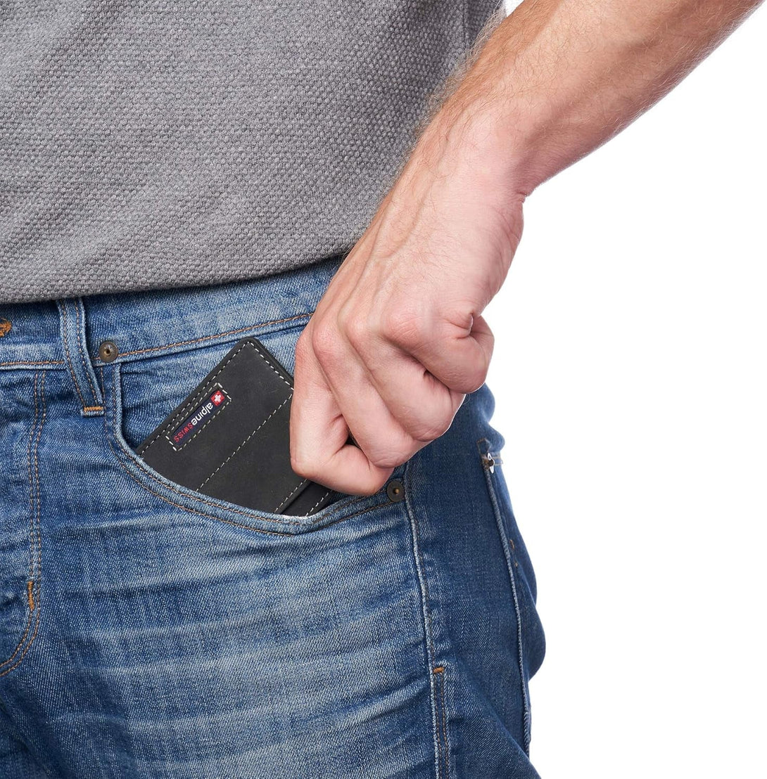 Alpine Swiss RFID Minimalist Oliver Front Pocket Wallet for Men Leather Comes in a Gift Box