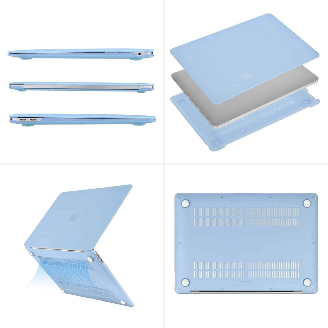 MOSISO Compatible with Macbook Air 13 Inch Case 2022, 2021-2018 Release A2337 M1 A2179 A1932, Plastic Hard Shell&Keyboard Cover&Screen Film&Storage Bag for Macbook Air 13.3 Inch Case, Airy Blue