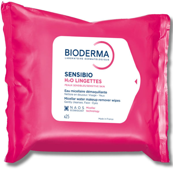 Bioderma - Sensibio H2O Wipes - Cleansing and Makeup Removing - Skin Soothing - for Sensitive Skin - 25 Wipes