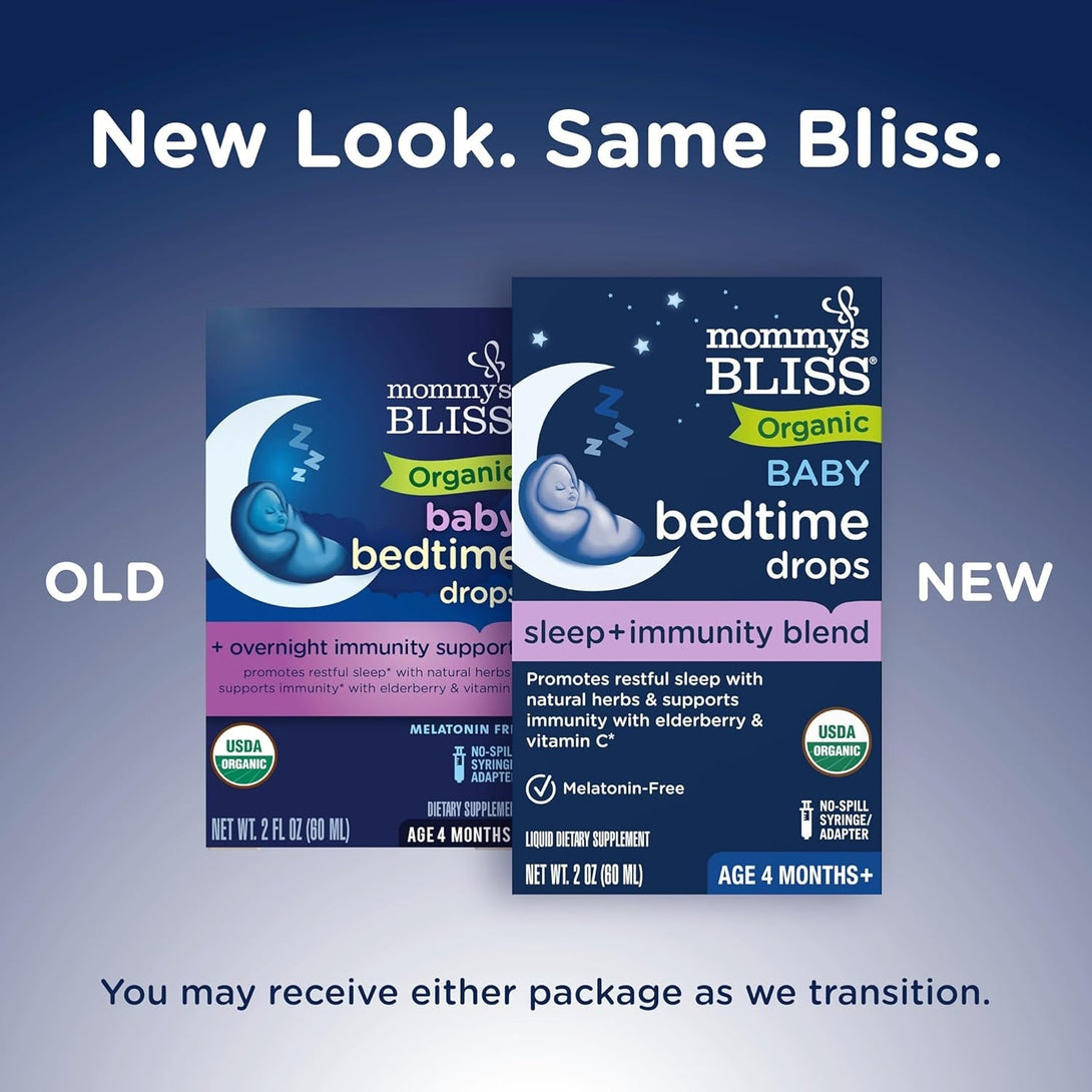 Mommy'S Bliss Organic Baby Bedtime Drops + Overnight Immunity Support*, Promotes Restful Night, Melatonin Free, Age 4 Month+, 2 Fl Oz
