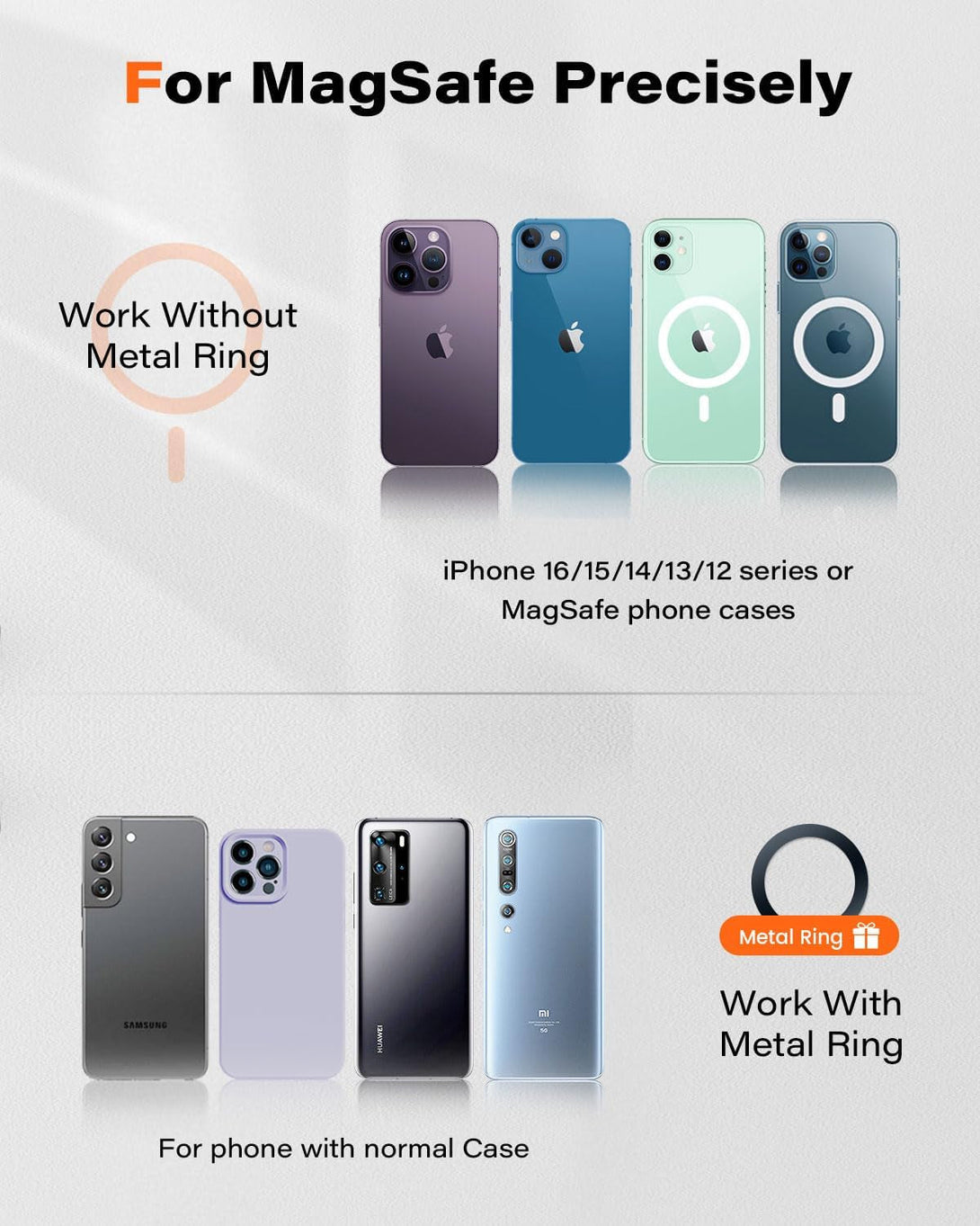 Apps2Car Magnetic Phone Holder for Gym, Alloy Base & Ball Joint, Attach to Metal Surfaces, Dual Magnetic Phone Mount for Magsafe Iphone 12-16 Series