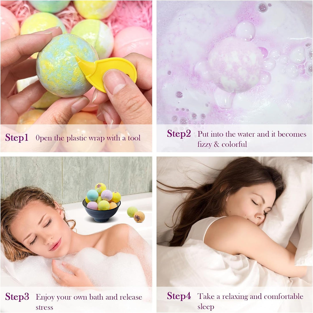 Bath Bombs for Women Gift Set - 30 Natural and Organic Bath Bombs with Essential Oils & Moisturizing Shea Butter, Spa Birthday Gift, Mother'S Day, Selfcare Gifts for Her, Women， Bridesmaid Gift