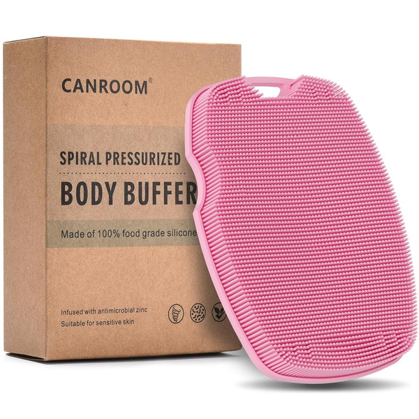 Silicone Body Scrubber - Zinc Infused - Highly Elastic Bristles - Exfoliating Body Scrubber for Cellulite Reduction,Blood Circulation,Massage for Flawless Skin - Pink