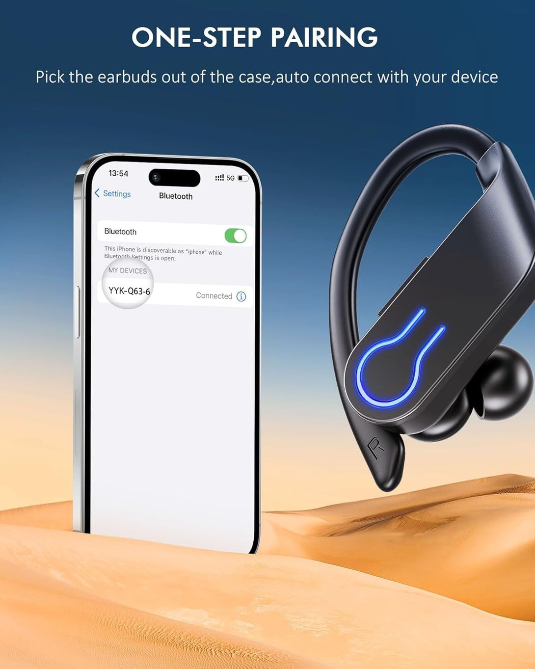 Wireless Bluetooth Earbuds 120H Playtime Bluetooth 5.3 Ear Buds for Sports, Hi-Fi Stereo Earphones with LED Display Charging Case, Headphones for Running/Workout Audifonos Bluetooth Inalambricos
