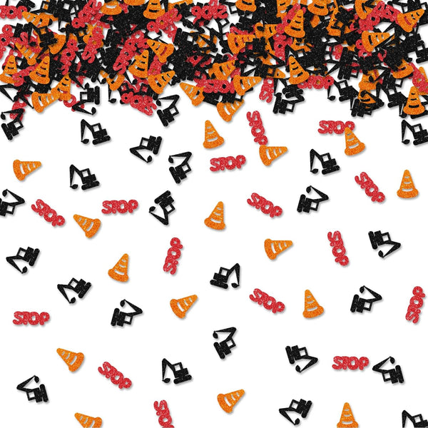 100Pcs Construction Confetti, Black Glitter Excavator Table Confetti for Boys, Excavator Truck Paper Scatters, Construction Birthday/Baby Shower Party Table Decoration