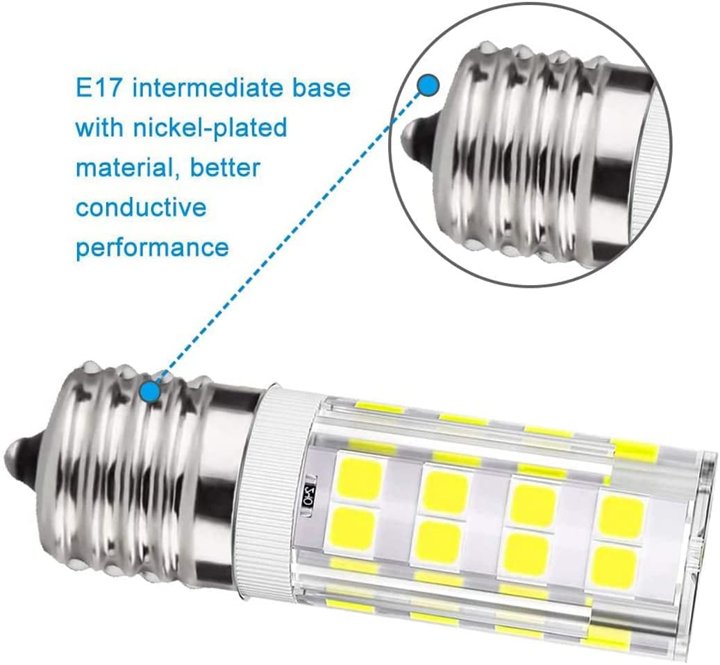 KINDEEP E17 LED Bulb Dimmable, 4W, Daylight White 6000K, Microwave Oven Light Bulbs Equivalent 40W, Ceramic Construction, Versatile Compatibility