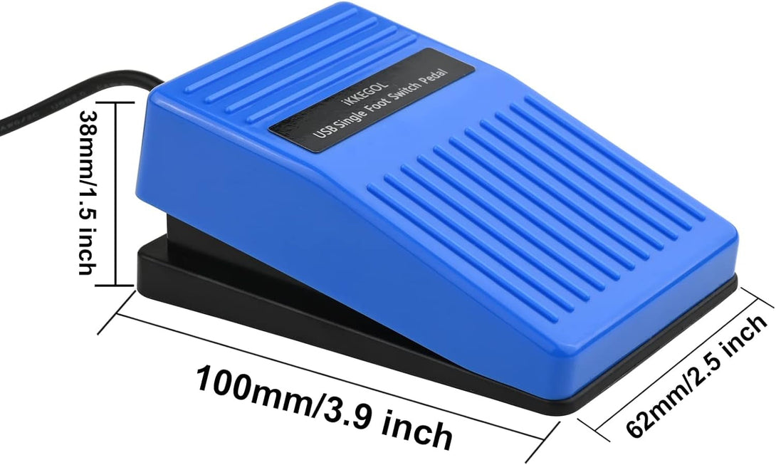 Ikkegol Upgraded 2023 Digital Optical USB Foot Pedal, USB Single Foot Switch Game Control, One Key Programmable Footswitch Mouse Keyboard for Video Game Push to Talk, Transcription HID (Single Pedal)